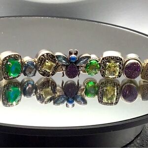 Spectacular LORI BONN SEMI-PRECIOUS GEMSTONE & Sterling FITS ALL Bracelet!